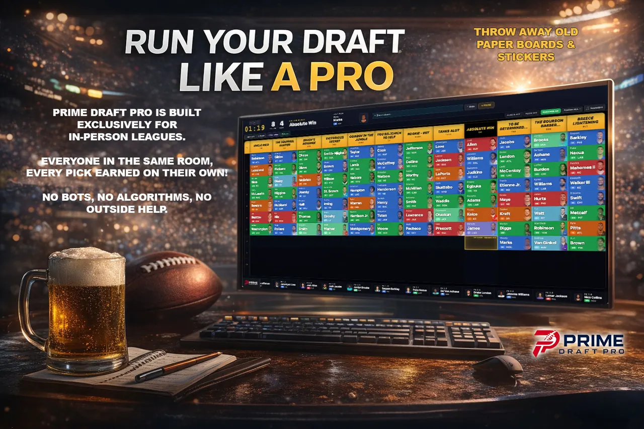 Prime Draft Pro live draft board — tap to play the demo video